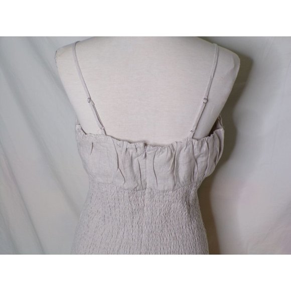 J CREW Smocked Linen Dress Flax Cotton 14 #BI587 NEW - Picture 10 of 11